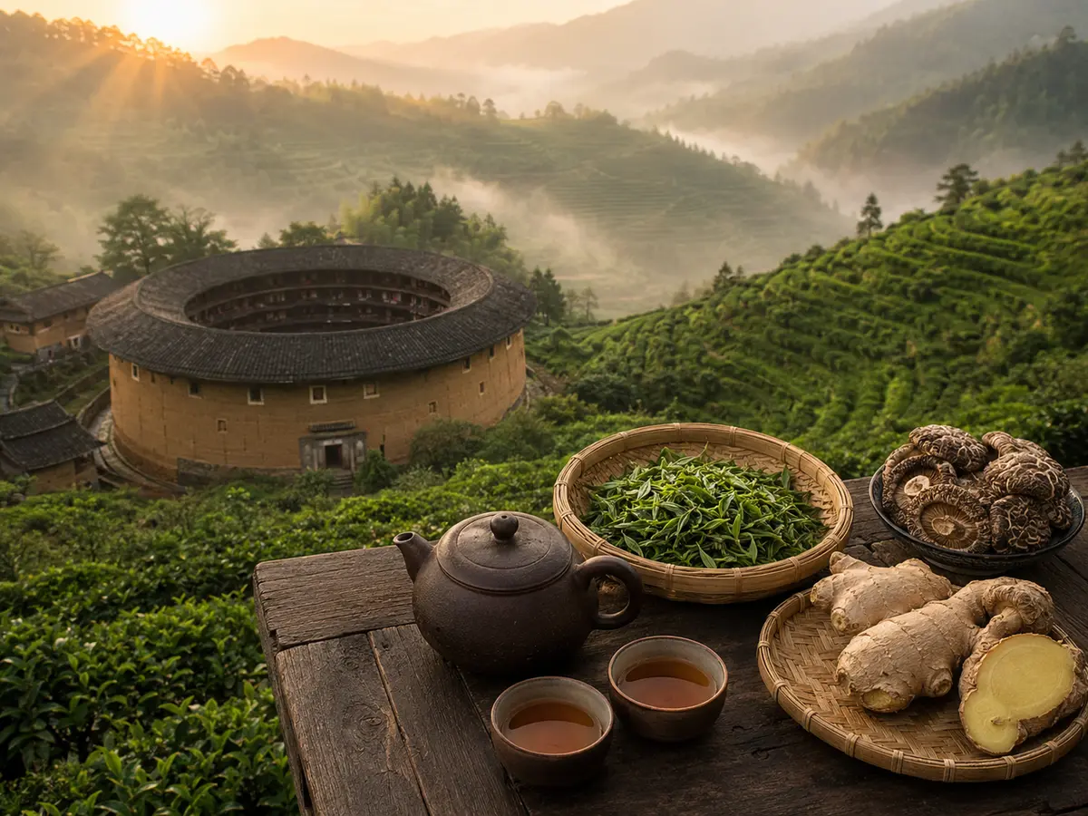 Perkebunan teh, rumah tulou, dan tradisi teh Fujian